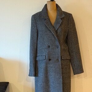 Reformation sz M Women's Gray Double-Breasted Coat wool blend trench coat NWOT